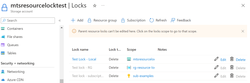 Azure Portal - Locked ressource from all levels